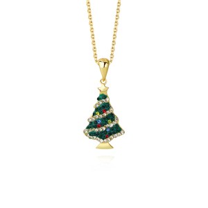 925 Sterling Silver CZ Christmas Tree Necklaces 80200171