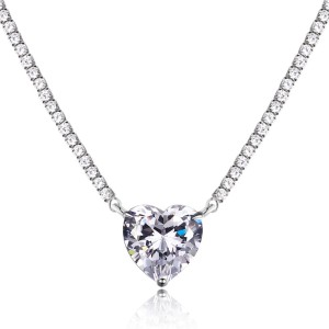 925 Sterling Silver Full CZ Love Heart Necklaces 80200187 925 Sterling Silver Full CZ Love Heart Necklaces 80200187