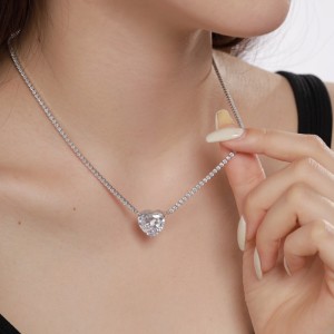 925 Sterling Silver Full CZ Love Heart Necklaces 80200187 925 Sterling Silver Full CZ Love Heart Necklaces 80200187