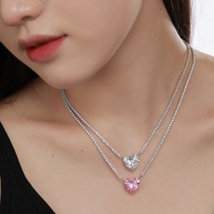 925 Sterling Silver Full CZ Love Heart Necklaces 80200187 925 Sterling Silver Full CZ Love Heart Necklaces 80200187
