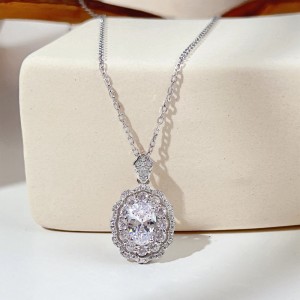 925 Sterling Silver Vintage Oval Zirconia Necklaces 80200195 925 Sterling Silver Vintage Oval Zirconia Necklaces 80200195