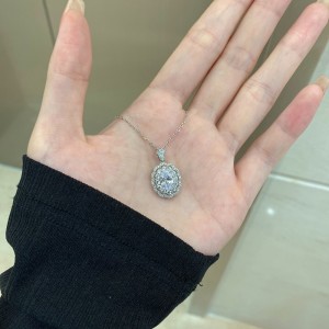 925 Sterling Silver Vintage Oval Zirconia Necklaces 80200195 925 Sterling Silver Vintage Oval Zirconia Necklaces 80200195