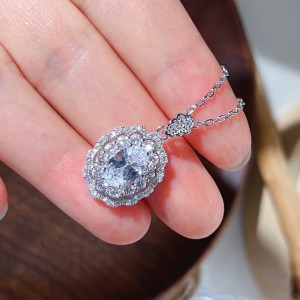 925 Sterling Silver Vintage Oval Zirconia Necklaces 80200195 925 Sterling Silver Vintage Oval Zirconia Necklaces 80200195