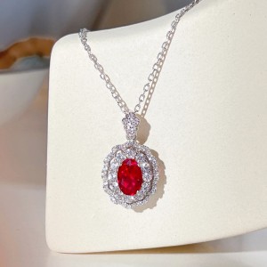 925 Sterling Silver Vintage Oval Zirconia Necklaces 80200195 925 Sterling Silver Vintage Oval Zirconia Necklaces 80200195