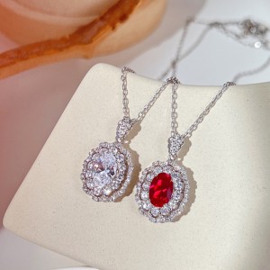 925 Sterling Silver Vintage Oval Zirconia Necklaces 80200195 925 Sterling Silver Vintage Oval Zirconia Necklaces 80200195