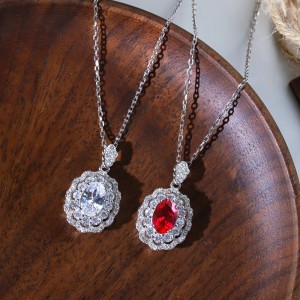 925 Sterling Silver Vintage Oval Zirconia Necklaces 80200195 925 Sterling Silver Vintage Oval Zirconia Necklaces 80200195