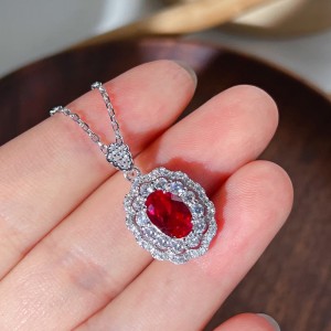 925 Sterling Silver Vintage Oval Zirconia Necklaces 80200195 925 Sterling Silver Vintage Oval Zirconia Necklaces 80200195