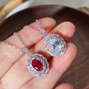 925 Sterling Silver Vintage Oval Zirconia Necklaces 80200195 925 Sterling Silver Vintage Oval Zirconia Necklaces 80200195