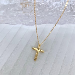 925 Sterling Silver Zirconia Cross Pendant Necklace 80200219