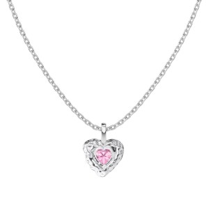 925 Sterling Silver Zirconia Heart Necklace 80200226