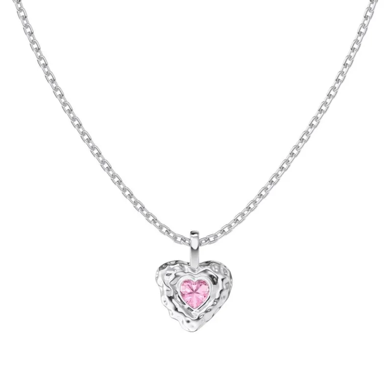 925 Sterling Silver Zirconia Heart Necklace 80200226
