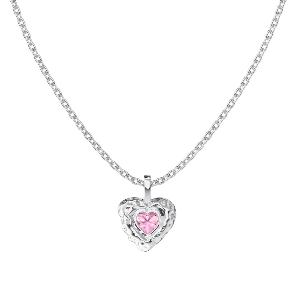 925 Sterling Silver Zirconia Heart Necklace 80200226