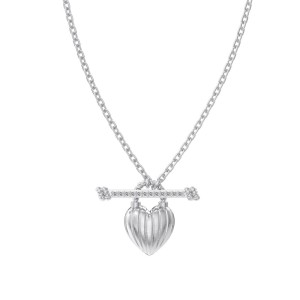 925 Sterling Silver Zirconia Heart Necklace 80200227