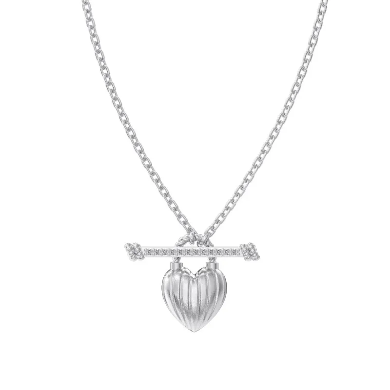 925 Sterling Silver Zirconia Heart Necklace 80200227