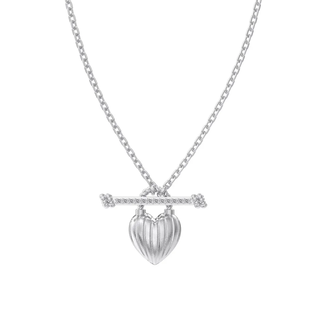 925 Sterling Silver Zirconia Heart Necklace 80200227
