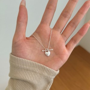 925 Sterling Silver Zirconia Heart Necklace 80200227