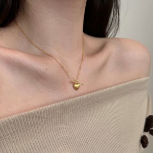 925 Sterling Silver Zirconia Heart Necklace 80200227