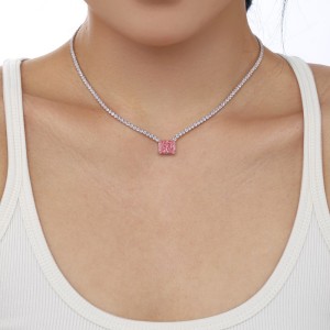 Sparkle 8A Zirconia Rectangle Pendant Tennis Party Necklace 80200232