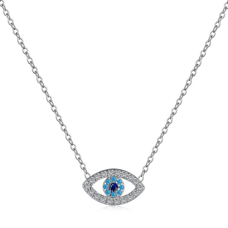 Shiny Zirconia Evil Eye Pendant Necklace 80200234