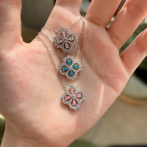 Sparkle Zirconia Flower Pendant Party Necklace 80200241 Sparkle Zirconia Flower Pendant Party Necklace 80200241