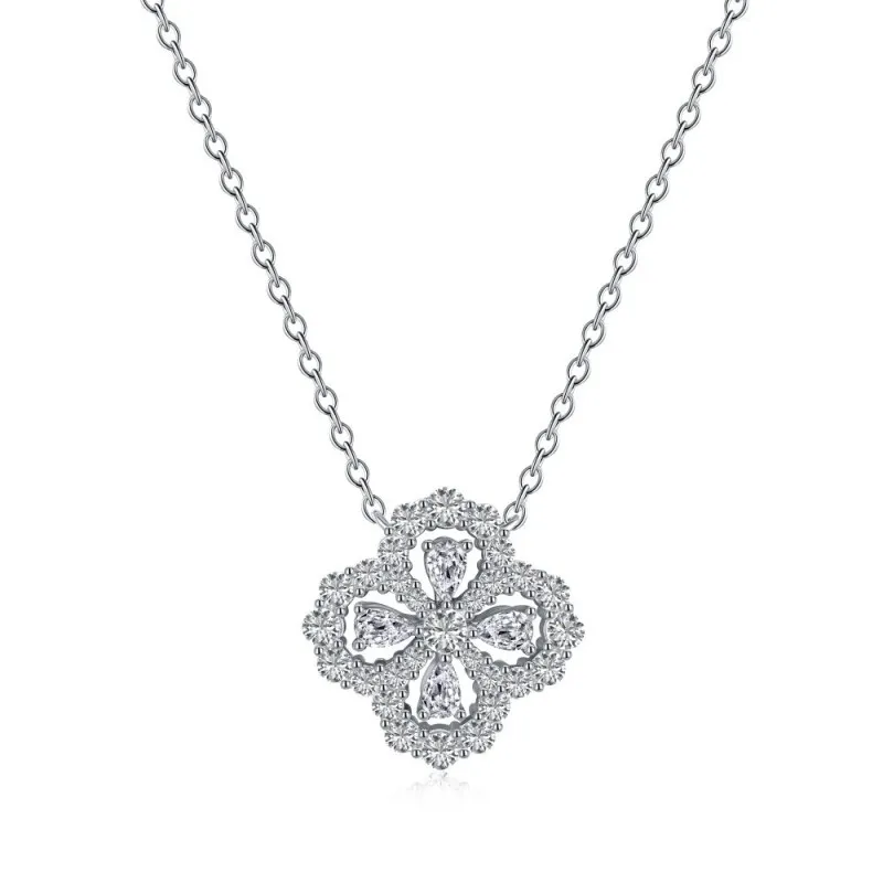 Sparkle Zirconia Flower Pendant Party Necklace 80200241
