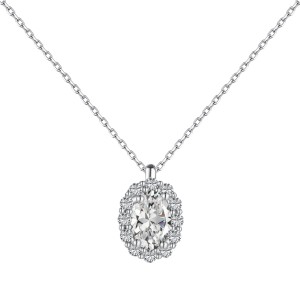 Sparkle Oval Cluster Zirconia Pendant Party Necklace 80200263