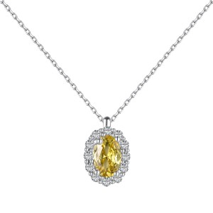 Sparkle Oval Cluster Zirconia Pendant Party Necklace 80200263