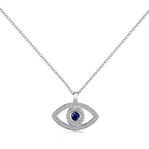 Blue Zirconia Evil Eye Pendant Necklace 80200275