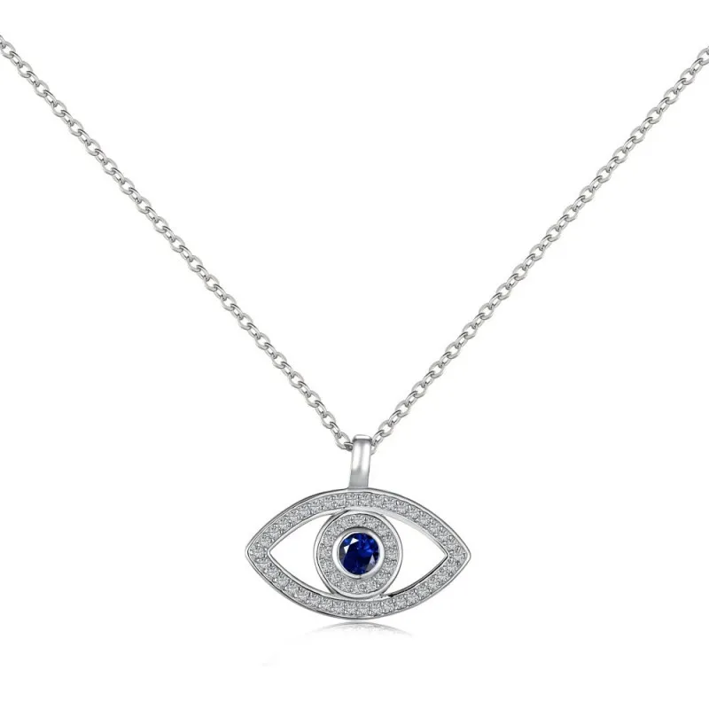 Blue Zirconia Evil Eye Pendant Necklace 80200275