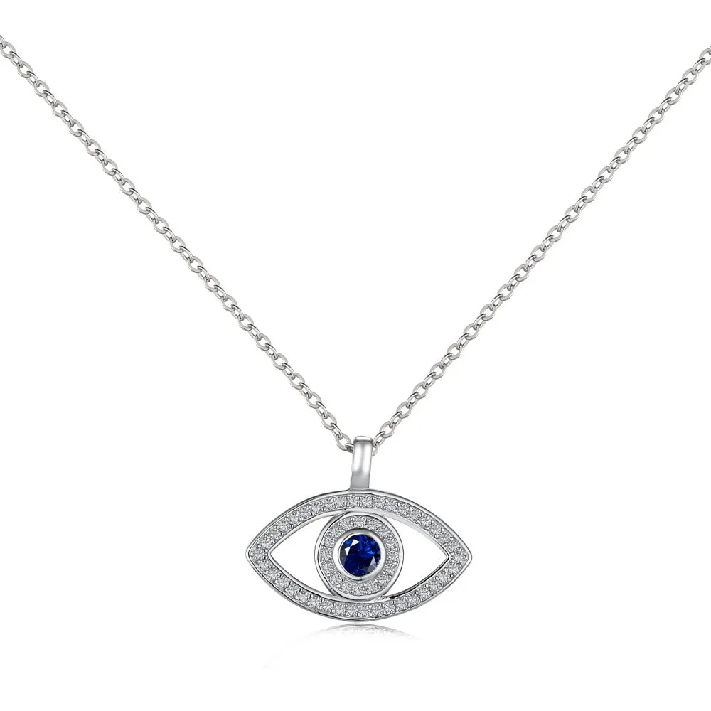 Blue Zirconia Evil Eye Pendant Necklace 80200275
