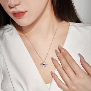 Blue Zirconia Evil Eye Pendant Necklace 80200275