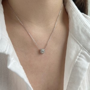 S925 Square 5A Zirconia Pendant Necklace 80200302