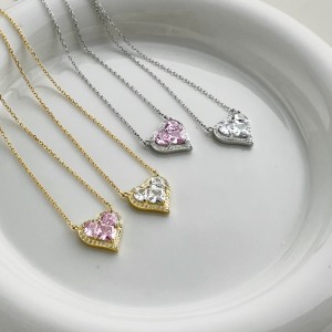 S925 Party Zirconia Heart Pendant Necklace 80200303