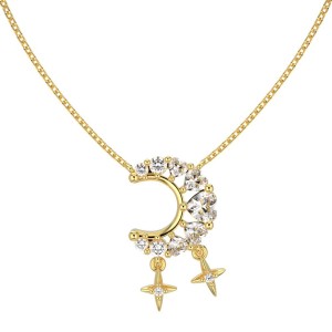 S925 5A Zirconia Heart Moon Star Necklace 80200305