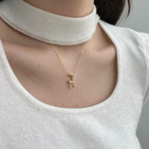 S925 5A Zirconia Heart Moon Star Necklace 80200305