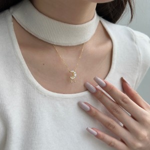 S925 5A Zirconia Heart Moon Star Necklace 80200305