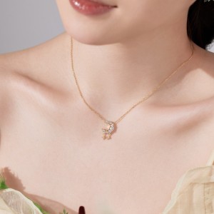 S925 5A Zirconia Heart Moon Star Necklace 80200305