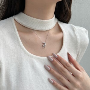 S925 5A Zirconia Heart Moon Star Necklace 80200305