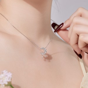 S925 5A Zirconia Heart Moon Star Necklace 80200305