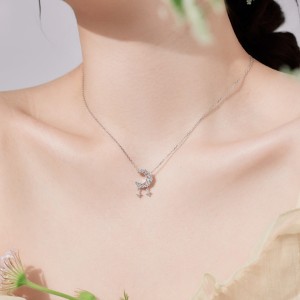 S925 5A Zirconia Heart Moon Star Necklace 80200305