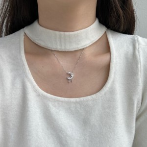 S925 5A Zirconia Heart Moon Star Necklace 80200305