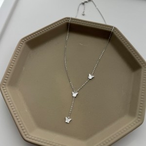 925 Sterling Silver Butterfly Tassel Necklace 80200306