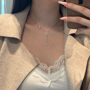 925 Sterling Silver Butterfly Tassel Necklace 80200306