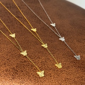 925 Sterling Silver Butterfly Tassel Necklace 80200306