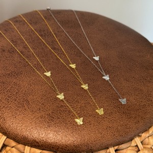 925 Sterling Silver Butterfly Tassel Necklace 80200306