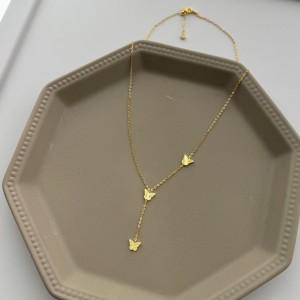 925 Sterling Silver Butterfly Tassel Necklace 80200306