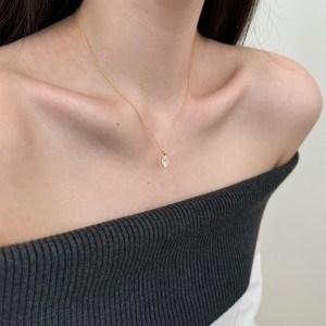 S925 5A Zirconia Oval Pendant Necklace 80200307