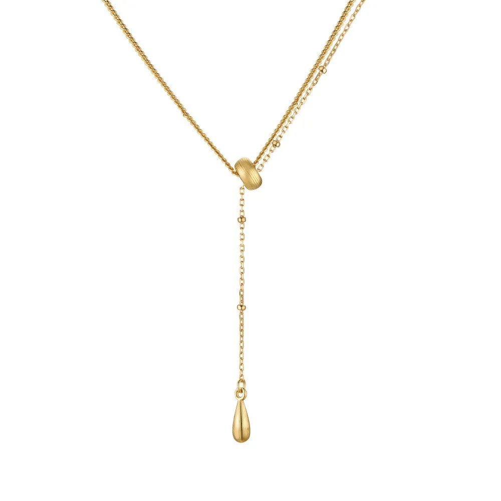 S925 Vintage Brushed Tear-drop Necklace 80200309