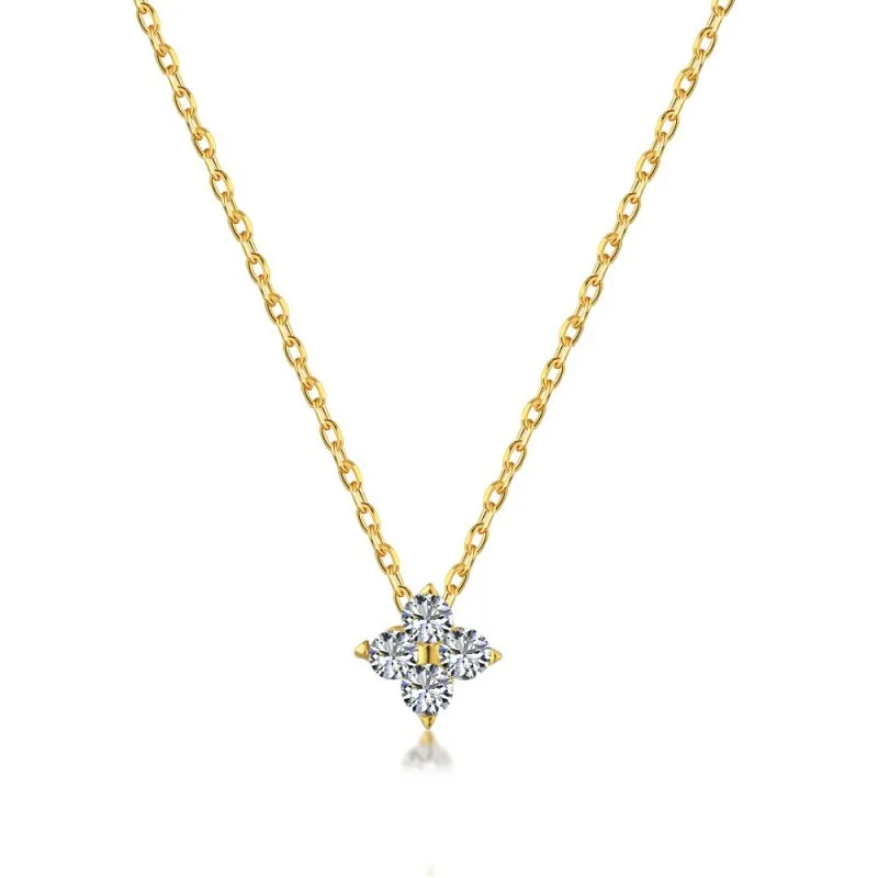S925 Sparkle Zirconia Clover Flower Necklace 80200311