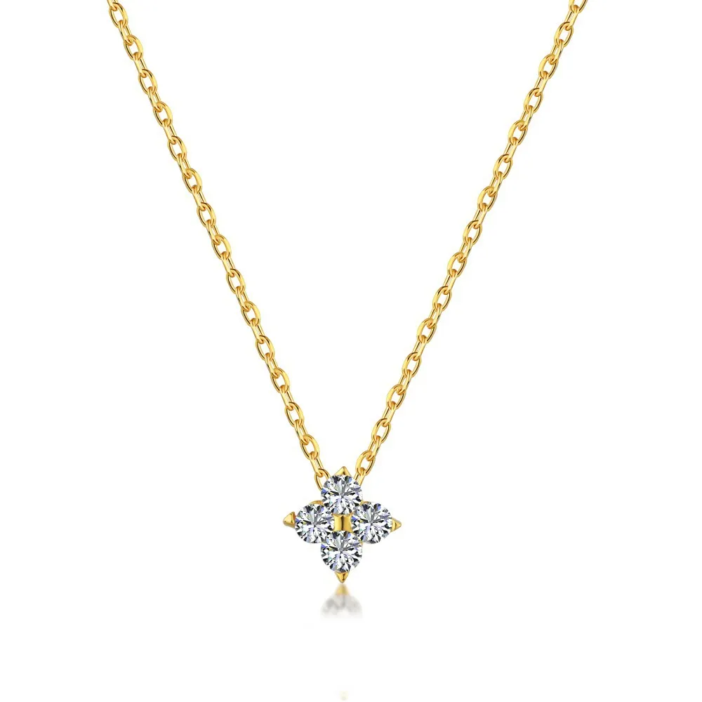 S925 Sparkle Zirconia Clover Flower Necklace 80200311